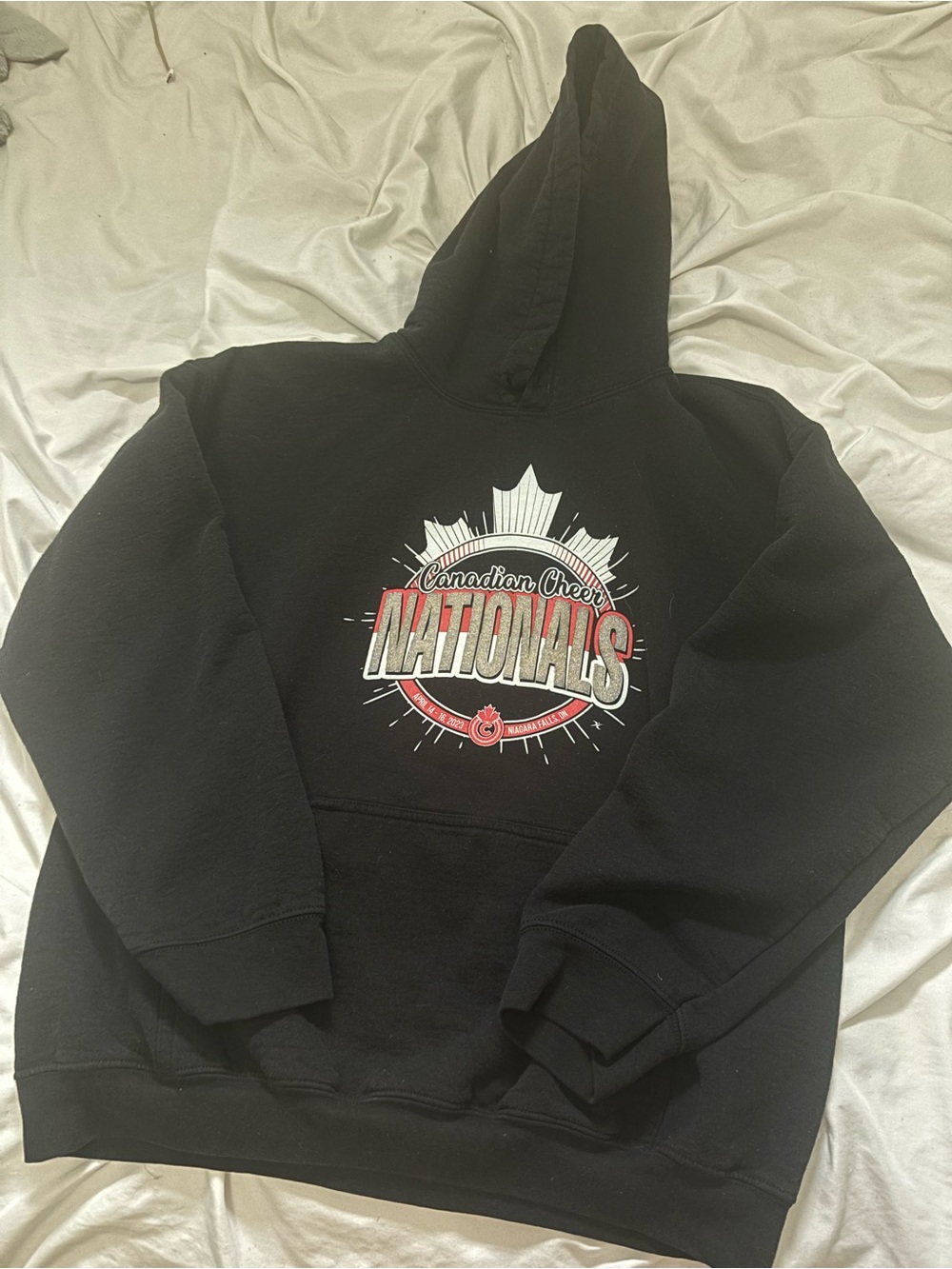 Gildan Black Hoodie with White and Red Nationals Graphic